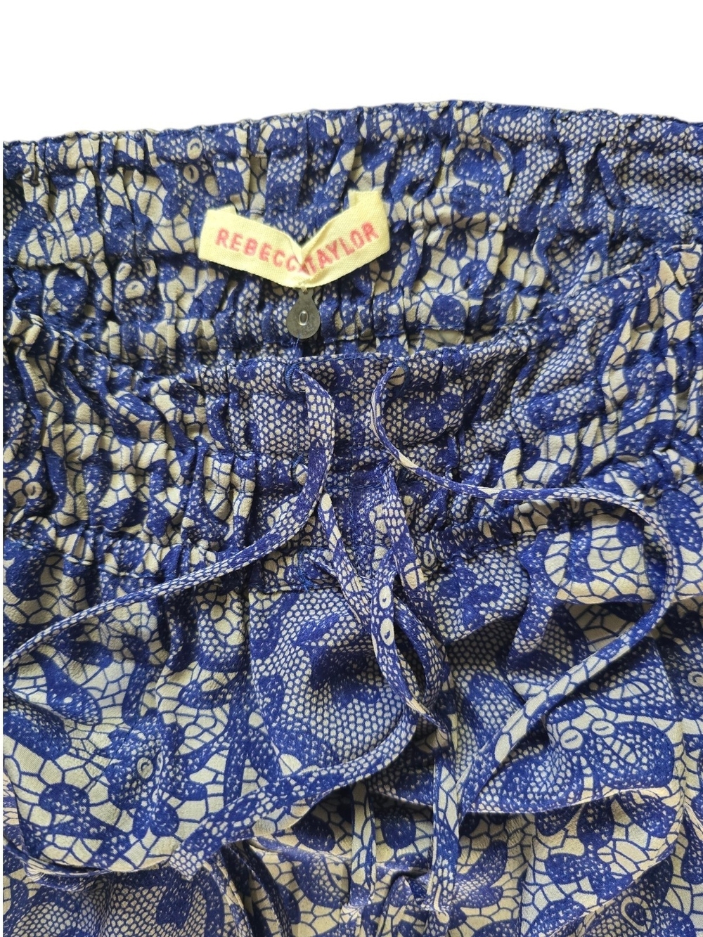 Rebecca Taylor 100% Silk Blue and Cream Floral Print Skort